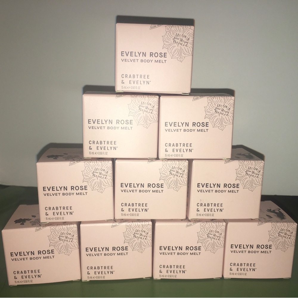 10x Crabtree & Evelyn Evelyn Rose Velvet Body Melt 15 ml/.5 fl oz New In Box